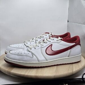 Men's Size 13 - Air Jordan 1 Retro 2015 Low White Varsity Red Shoes 705329-101